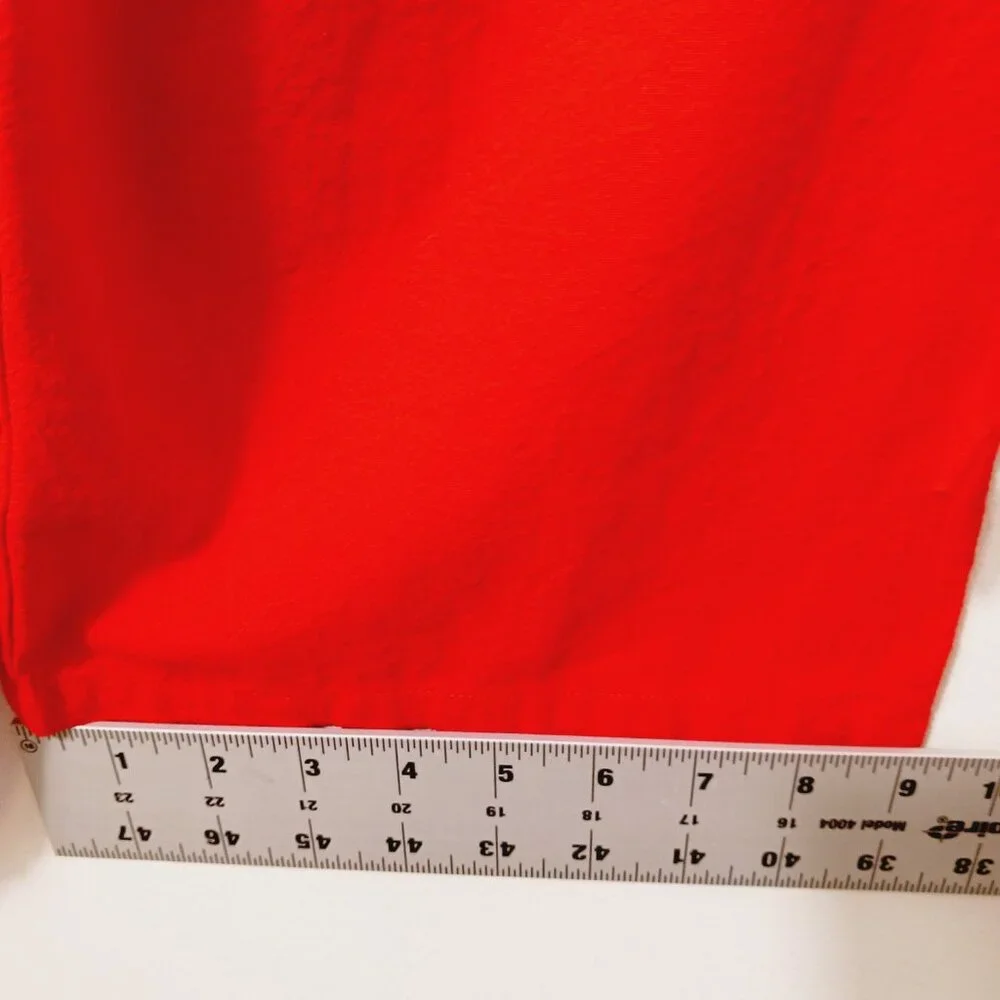 Ambition, Med., Red Strapless Linen Blend Jumpsuit W/ Ruffled Top, Calf Length - Picture 12 of 13